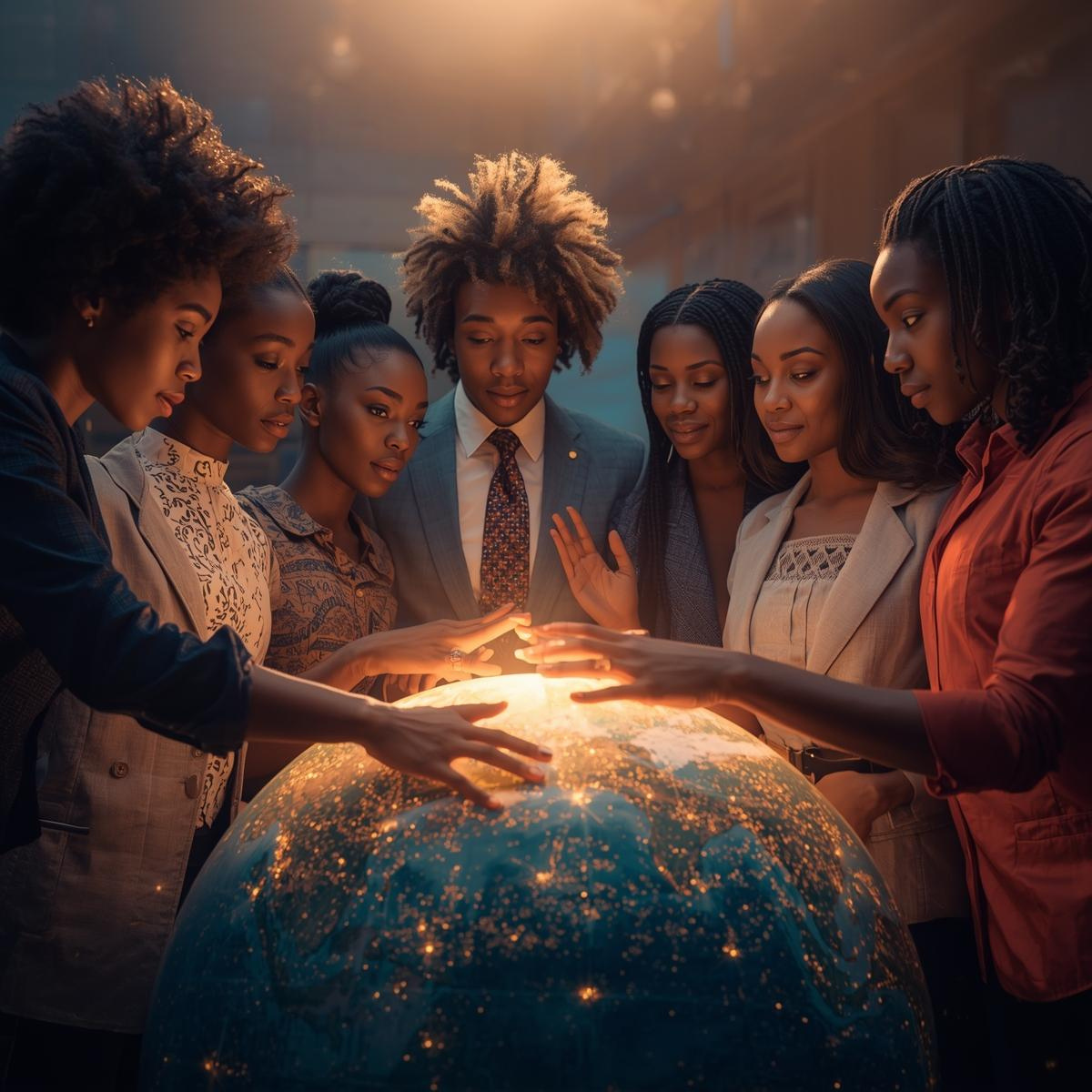 Illustration of people gathered around the world in shared care